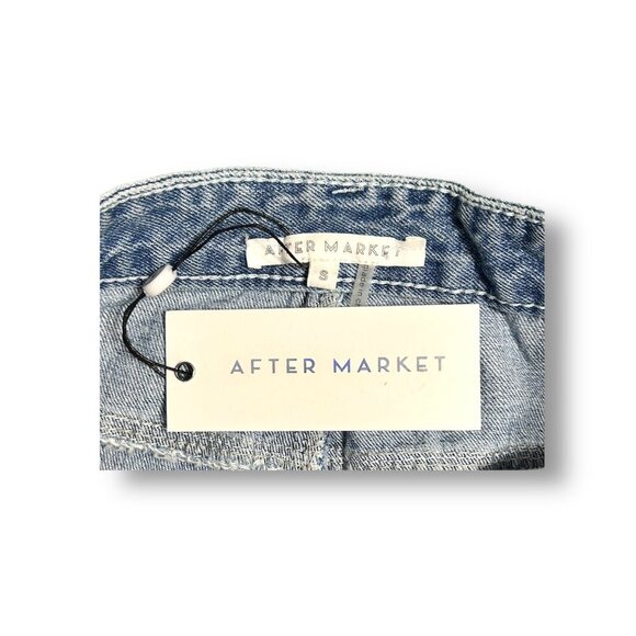 Anthropologie After Market S Ruffle Distressed Asymetrical Denim Mini Skirt Boho - Picture 4 of 8